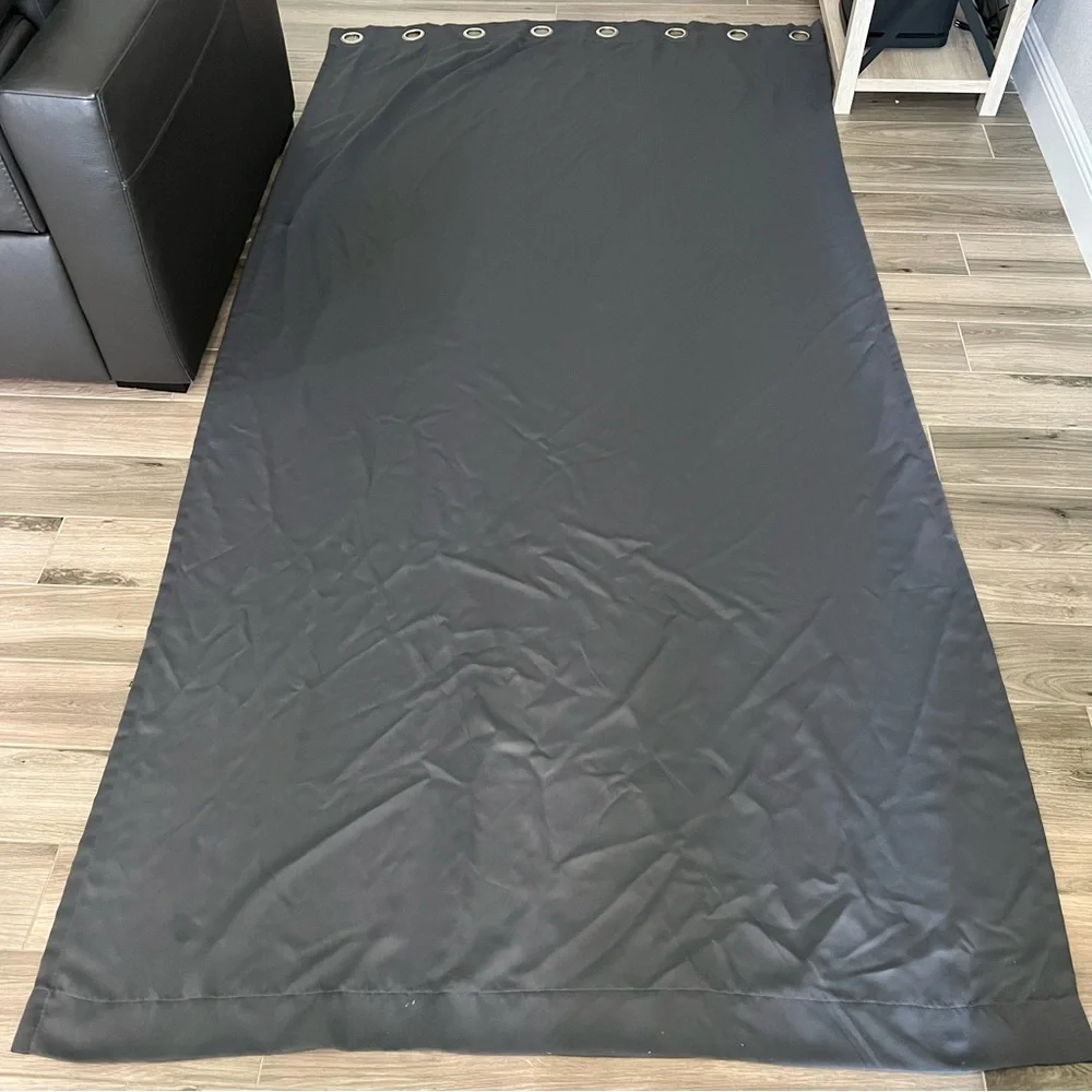 Set of 2 dark gray grommet curtain panels 53x105in